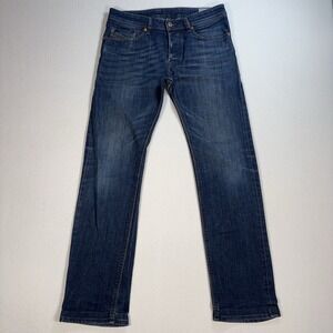 Diesel Waykee Jean Mens 29 (fits 32x31) Blue Regular Straight Stretch Button Fly